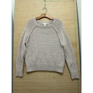 Yet Again Womens XL Beige Textured Popcorn Knit Raglan Sleeve Crew Neck Sweater